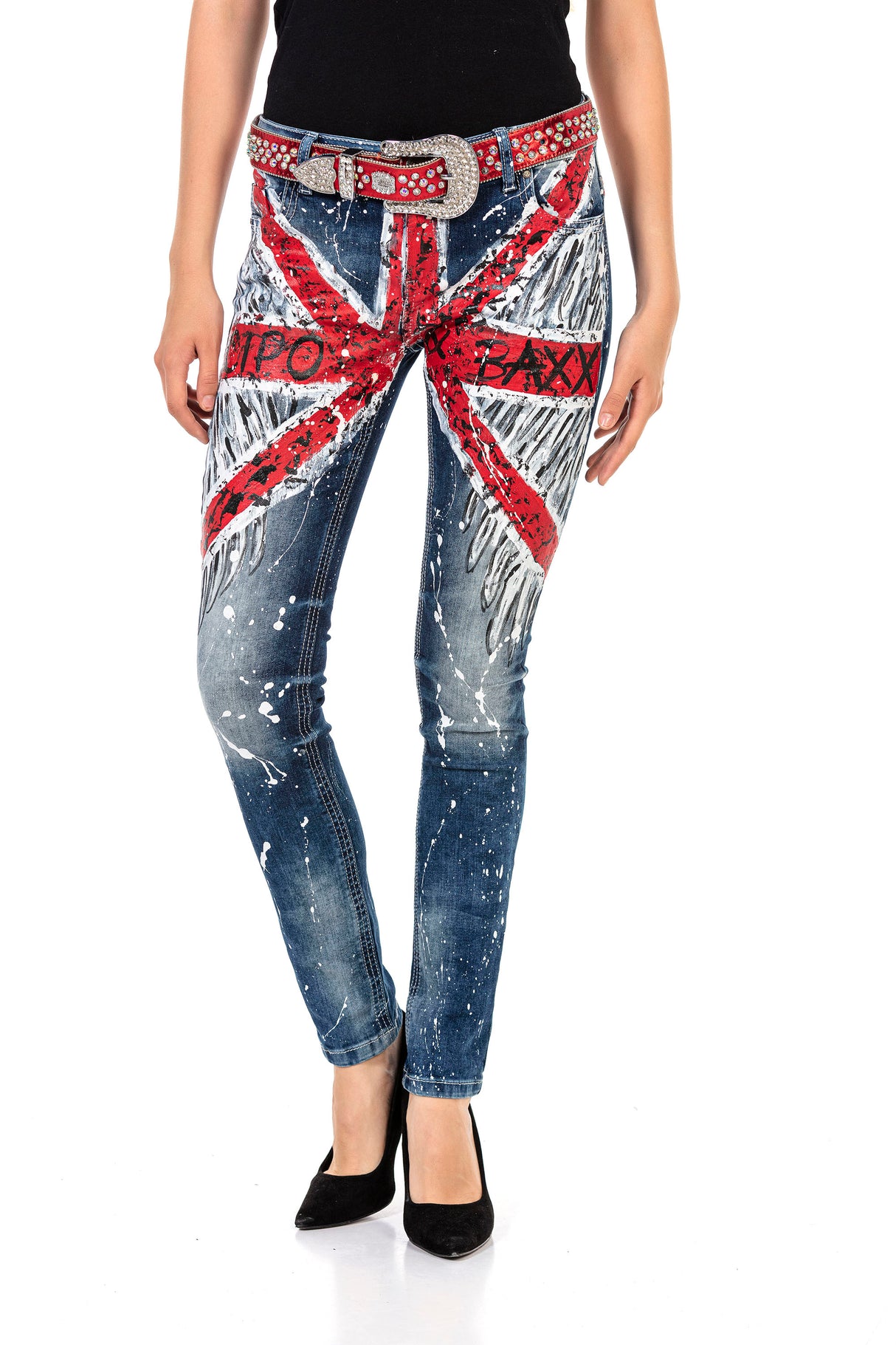 WD455 women Slim-Fit jeans in bright design