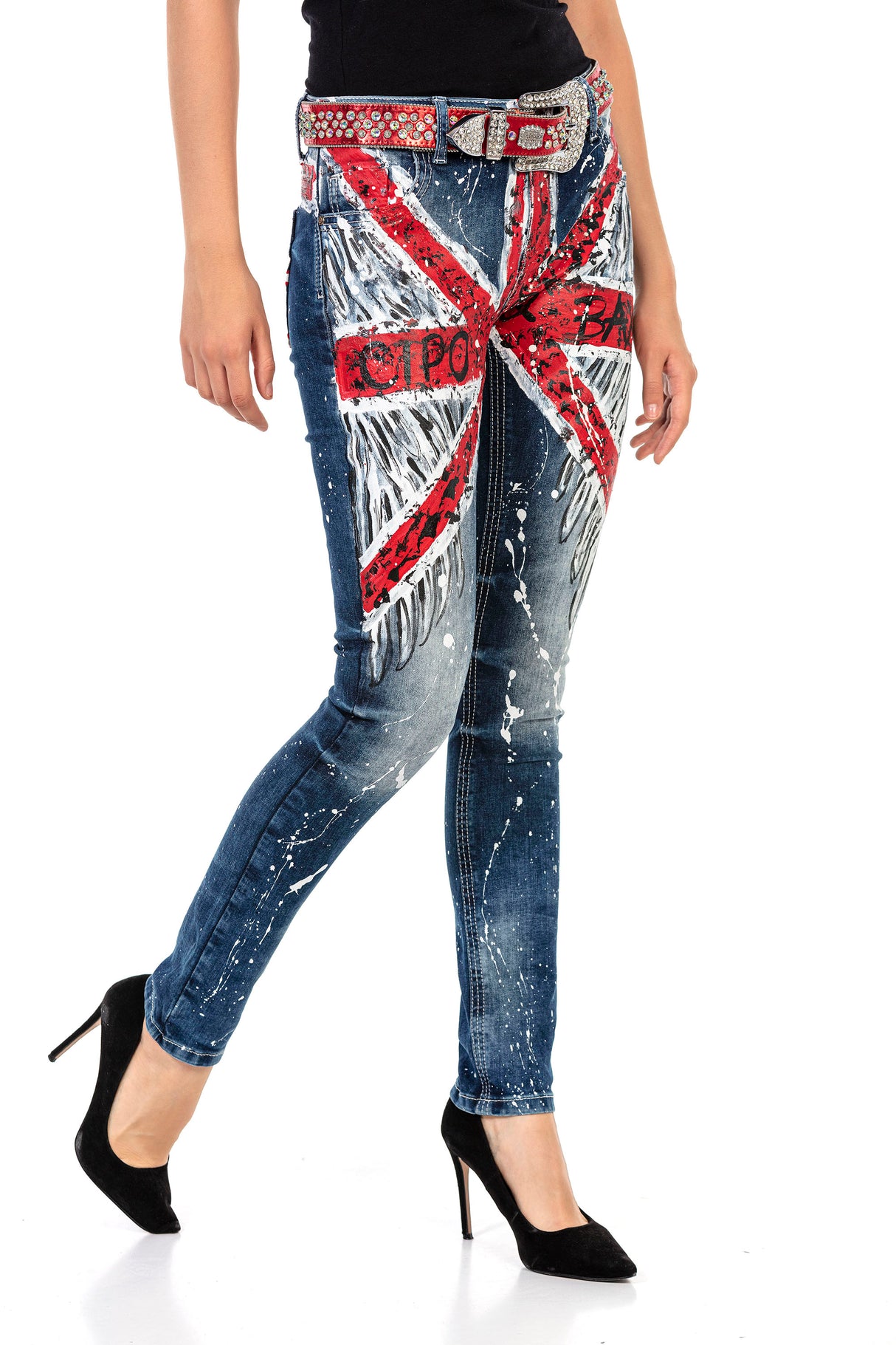 WD455 women Slim-Fit jeans in bright design