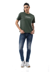 WD461 Damen Slim-Fit-Jeans im lässigen Used Look