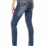 WD462 Women Slim-Fit jeans with trendy decorative stitching