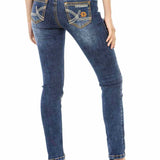WD462 Women Slim-Fit jeans with trendy decorative stitching