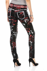 WD463 Vrouwen slanke jeans in een trendy handpaint-ontwerp