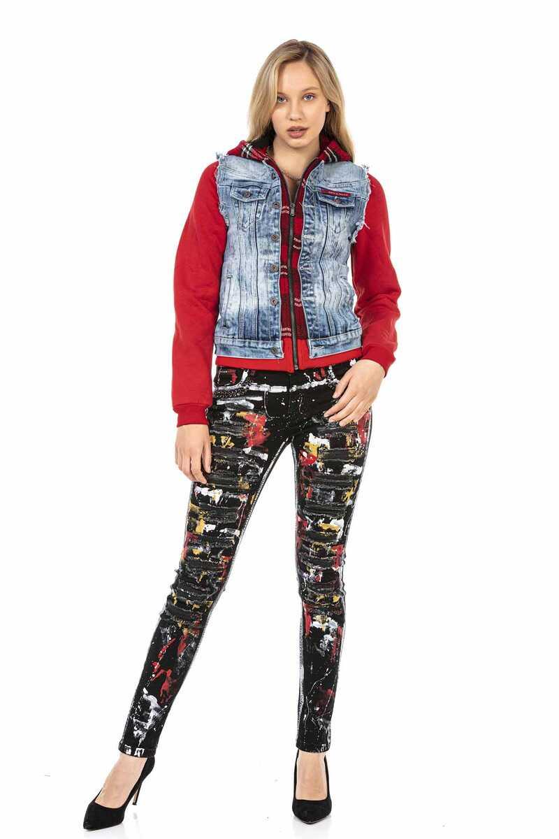 WD463 Vrouwen slanke jeans in een trendy handpaint-ontwerp