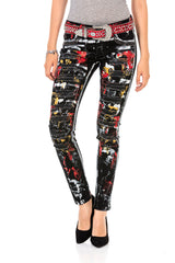 WD463 women Slim-Fit jeans in a trendy handpaint design
