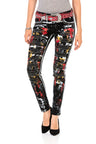 WD463 women Slim-Fit jeans in a trendy handpaint design