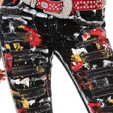 WD463 jeansy damskie slim fit graffiti
