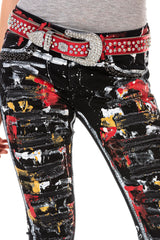 WD463 women Slim-Fit jeans in a trendy handpaint design