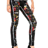 WD463 jeansy damskie slim fit graffiti