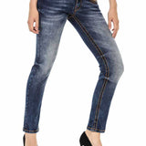 WD464 Women Slim-Fit jeans with contrast-colored seams