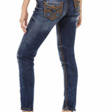 WD464 Women Slim-Fit jeans with contrast-colored seams