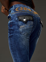 WD466 Women Slim-Fit Jeans with cool rivets