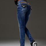 WD466 Women Weans Slim-Fit con fantastici rivetti