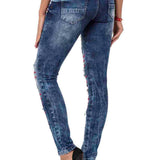 WD478 women Slim-Fit jeans with colored cut-outs