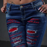 WD478 women Slim-Fit jeans with colored cut-outs
