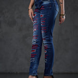 WD478 women Slim-Fit jeans with colored cut-outs