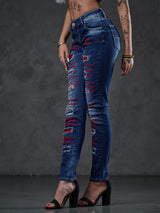 WD478 Dames Slim-Fit Jeans met gekleurde Cut-Outs