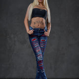 WD478 women Slim-Fit jeans with colored cut-outs