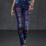 WD478 women Slim-Fit jeans with colored cut-outs