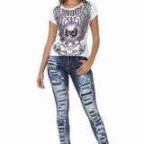 WD479 Damen Slim-Fit-Jeans mit coolen Destroyed-Elementen