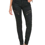WD501 Damen Jeans Slim-fit mit Ziernähten Zippern und Markenlogo
