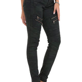 WD501 Damen Jeans Slim-fit mit Ziernähten Zippern und Markenlogo