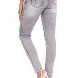 WD501 Damen Jeans Slim-fit mit Ziernähten Zippern und Markenlogo