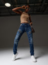 WD501 Women Jeans Slim-Fit with decorative stitching Zipper and brand logo