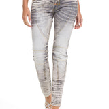 WD502 Slim-Fit Dames Jeans met Sierstiksels in Straight Fit