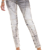 WD502 Slim-Fit Dames Jeans met Sierstiksels in Straight Fit