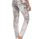 WD502 Slim-Fit Dames Jeans met Sierstiksels in Straight Fit