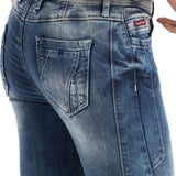 WD502 Slim-Fit Dames Jeans met Sierstiksels in Straight Fit