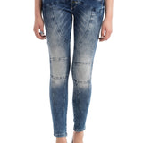 WD502 Slim-Fit Dames Jeans met Sierstiksels in Straight Fit