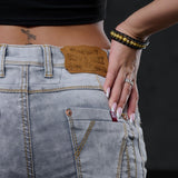 WD502 Slim-Fit Dames Jeans met Sierstiksels in Straight Fit