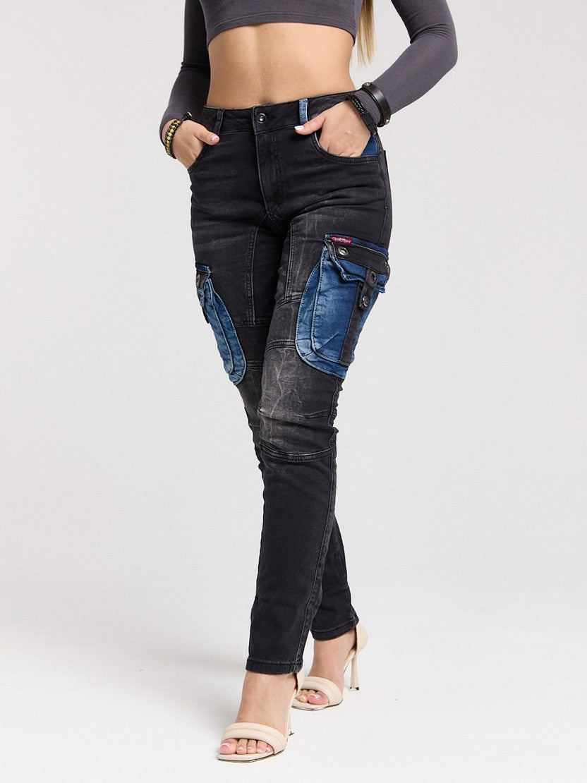 WD521 Jeans Cargo para Mujer