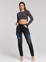WD521 Jeans Cargo para Mujer