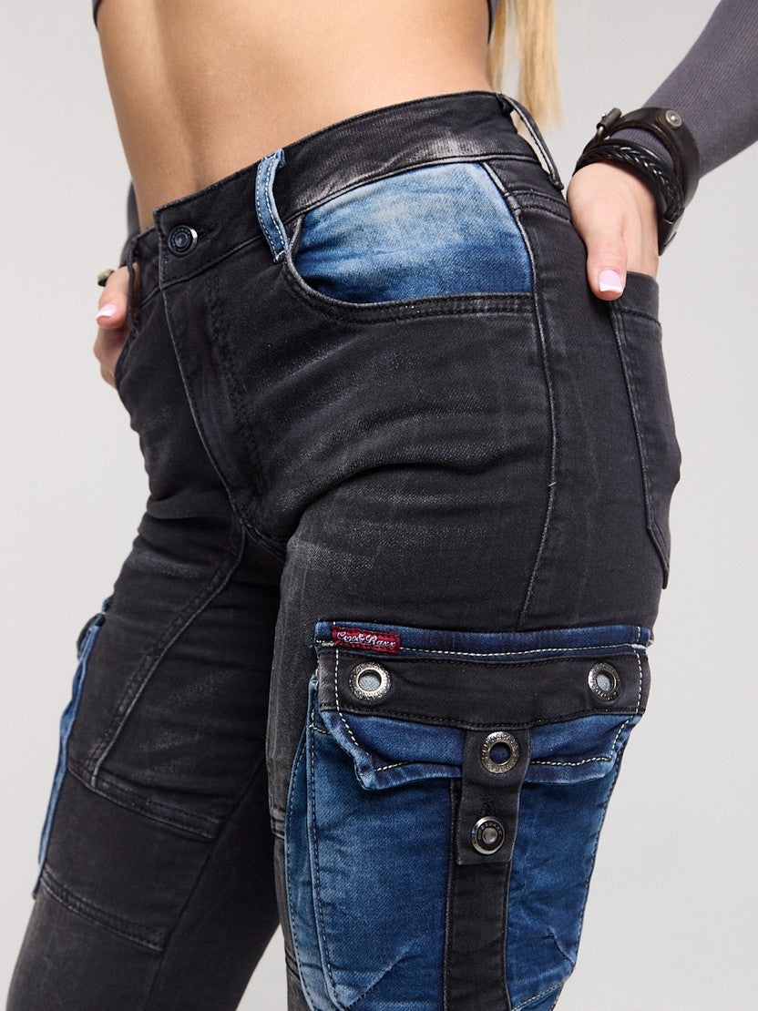 WD521 Jeans Cargo para Mujer