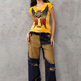 WD527 Jeans pour femmes au look punk