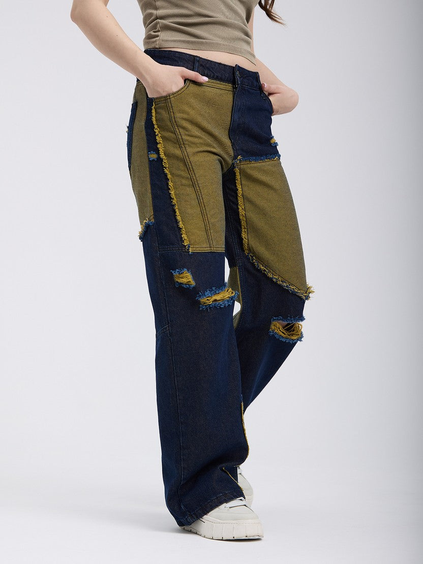 WD527 Jeans cargo para mujer