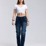 WD529 Ripped Dames Jeans met trendy Look
