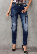 WD531 Basic Dames Jeansbroek met Cargozak