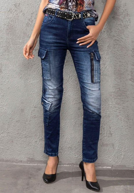 WD531 Basic Pantalon en jean pour femmes avec poche cargo