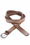 WG102 women belt metal embroidered made of real leather