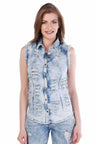 WH103 Jeans para mujeres con detalles usados ​​casuales