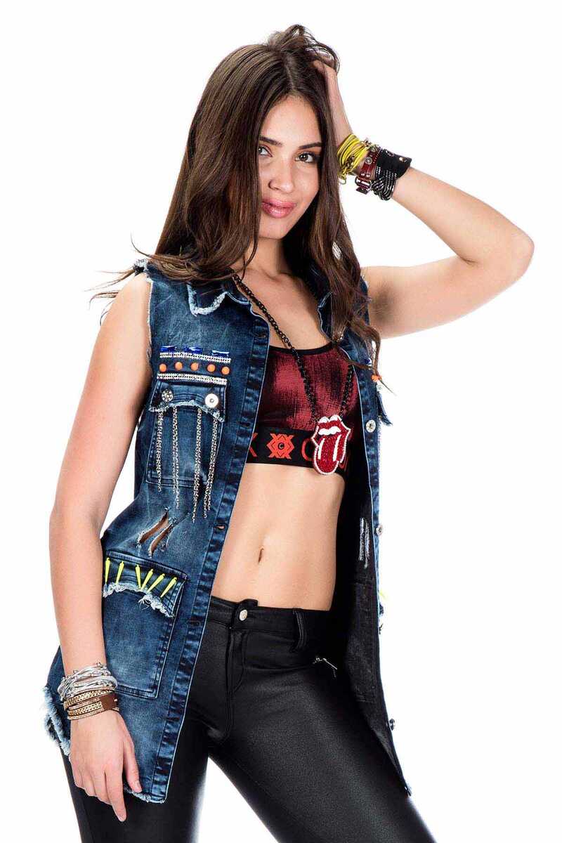 W1106 Camisa del oeste de las mujeres con cadenas brillantes