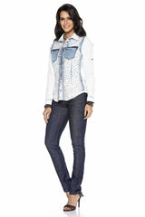 WH116 Chemise en jean pour femme avec pierres scintillantes