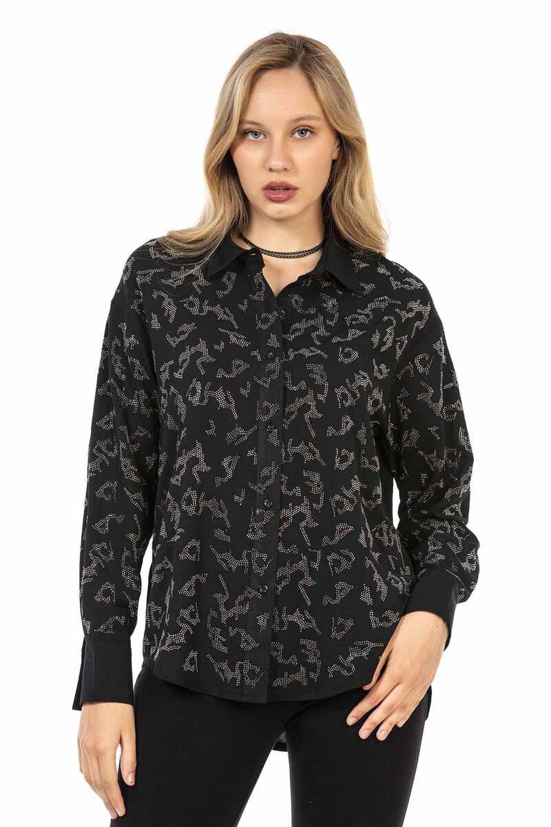 WH120 Camisa para mujeres con diamantes de imitación frescos