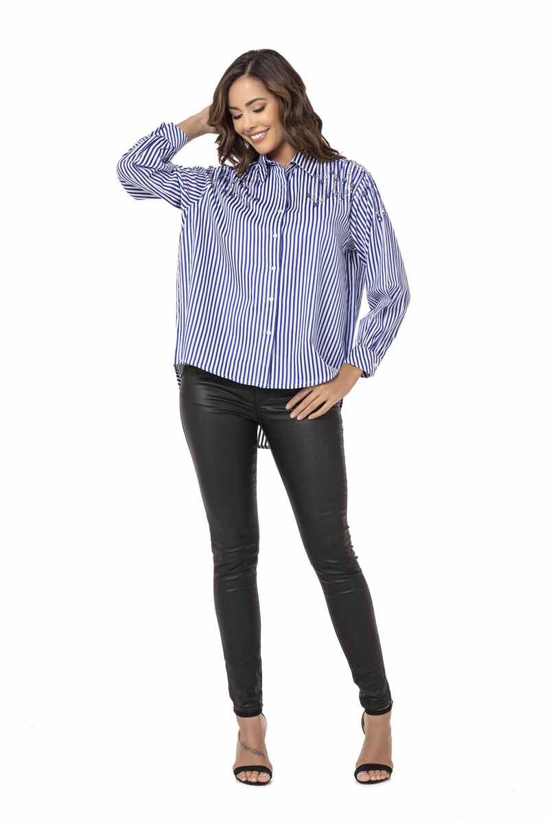 WH122 Camisa de mujer a rayas