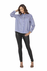WH122 Camisa de mujer a rayas