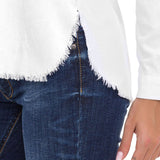 WH124 dameshemd met spleet en gerafelde details