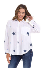 WH127 Camisa Amplia con Estrellas para Mujer